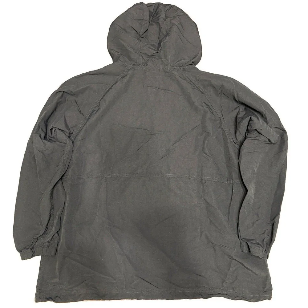 Vintage LL Bean Women’s Petite XL Black Anorak Jacket Hooded Pullover Nylon Zip